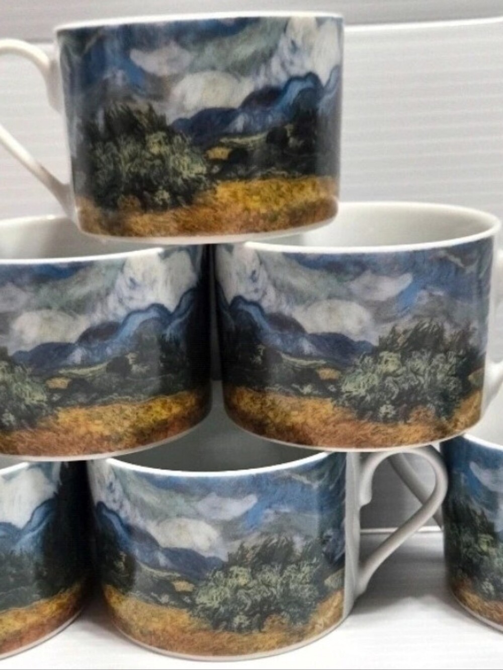 Vincent Van Gogh Landscape Porcelain Mugs Sakura Set of 6 Museum Masters - Picture 1 of 8